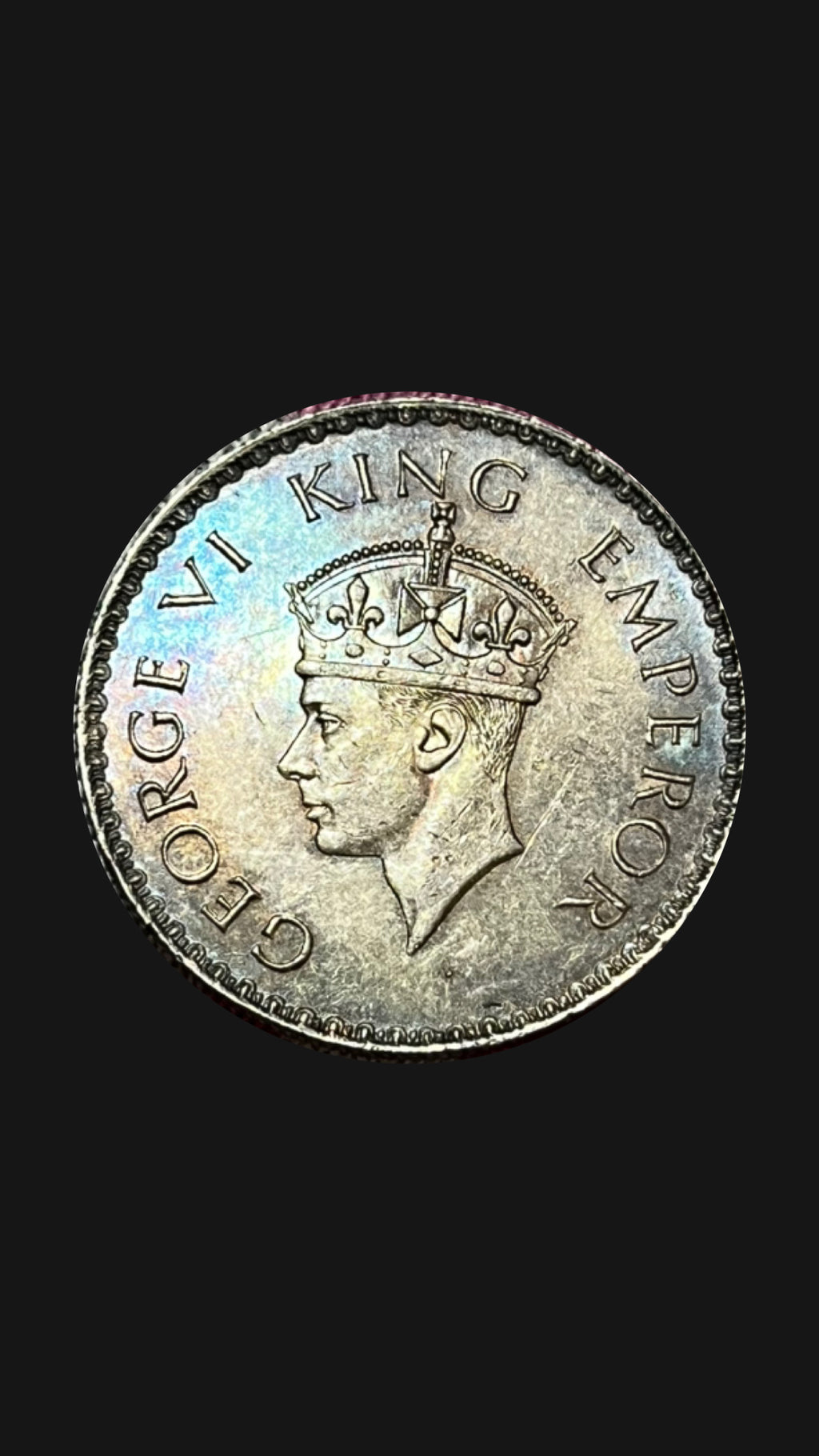 Beautifully Tonned Rare One rupee 1938 : Bombay Mint with dot