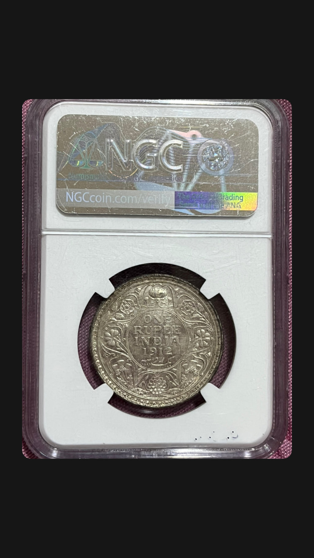 NGC Graded UNC Details One rupee 1912 Bombay Mint British India