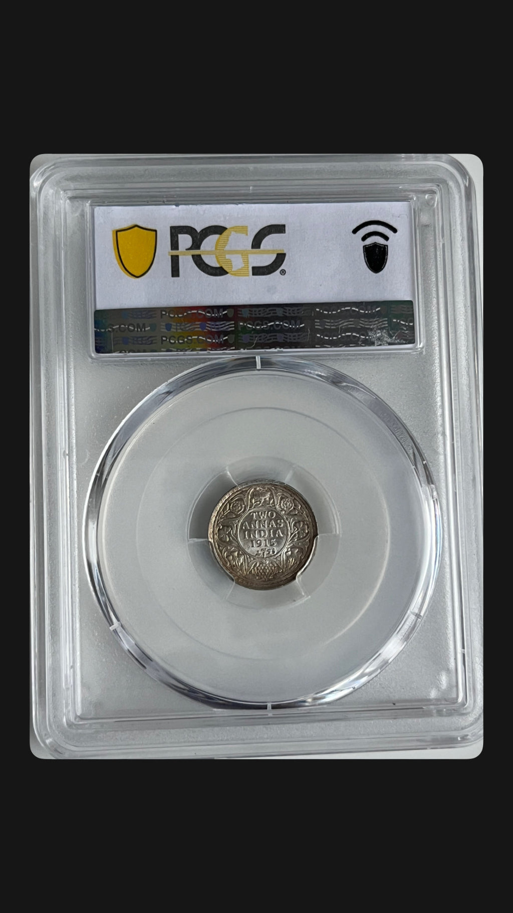 Graded PCGS MS63 Two Anna’s 1915 Bombay Mint British India