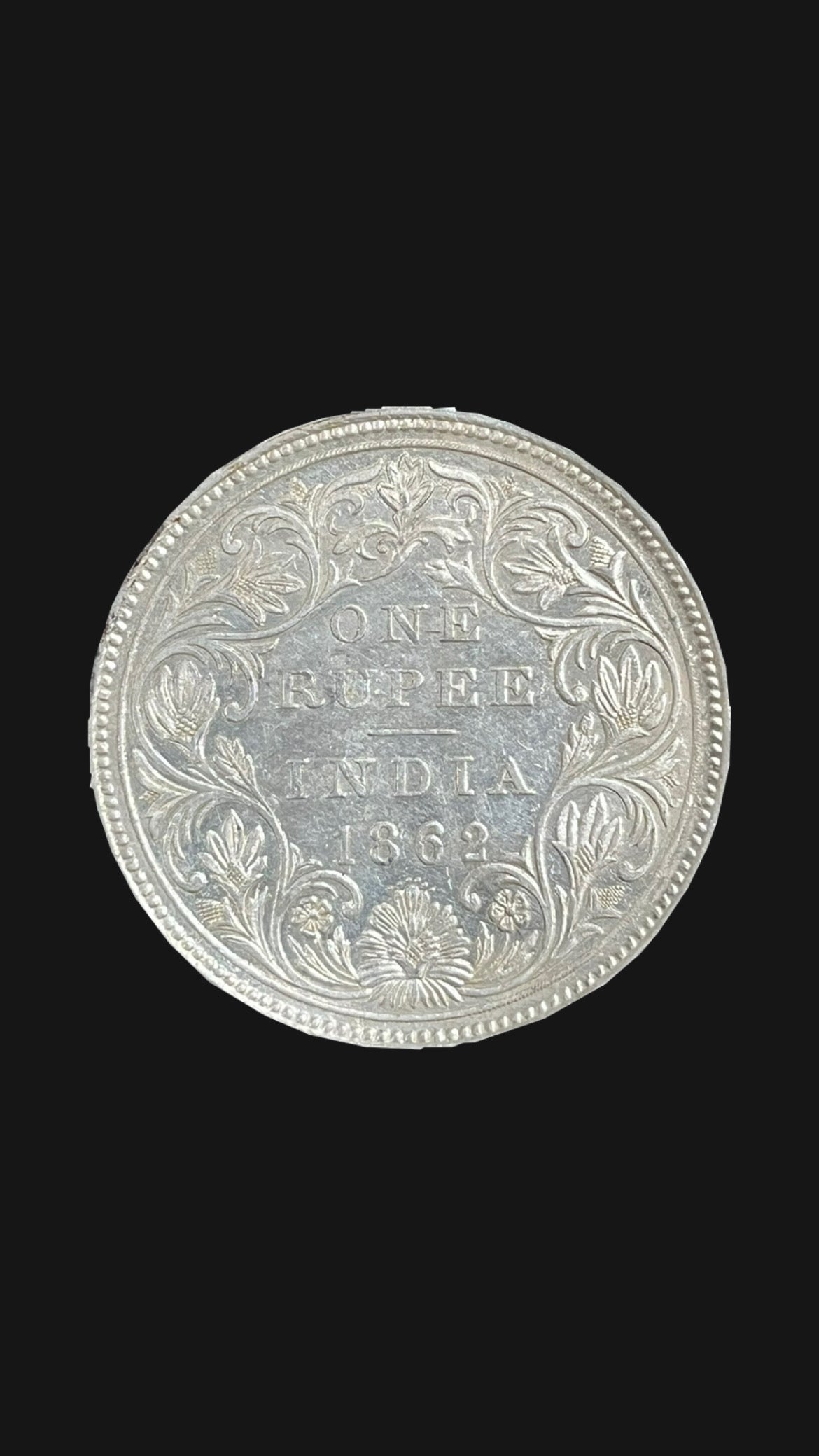 1862 6 Dots One Rupee Queen Victoria Bombay Mint GK 322 | Broken R & A – legend variety