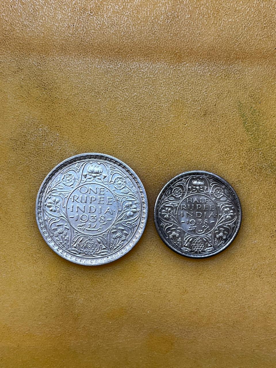 One Rupee & Half Rupee 1938  - Bombay Mint