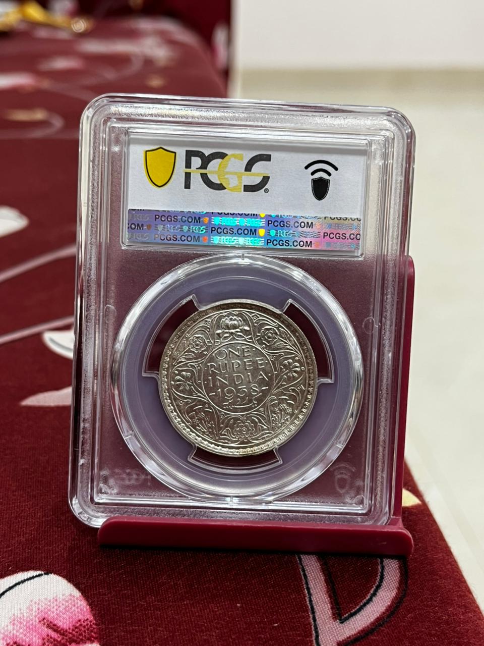 Extremely Rare One Rupee 1938 PCGS MS63 Grade