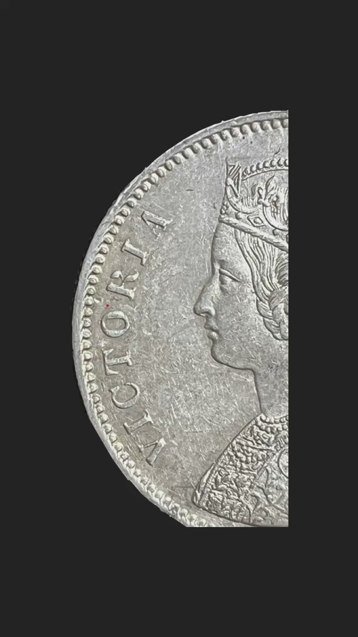 1862 6 Dots One Rupee Queen Victoria Bombay Mint GK 322 | Broken R & A – legend variety